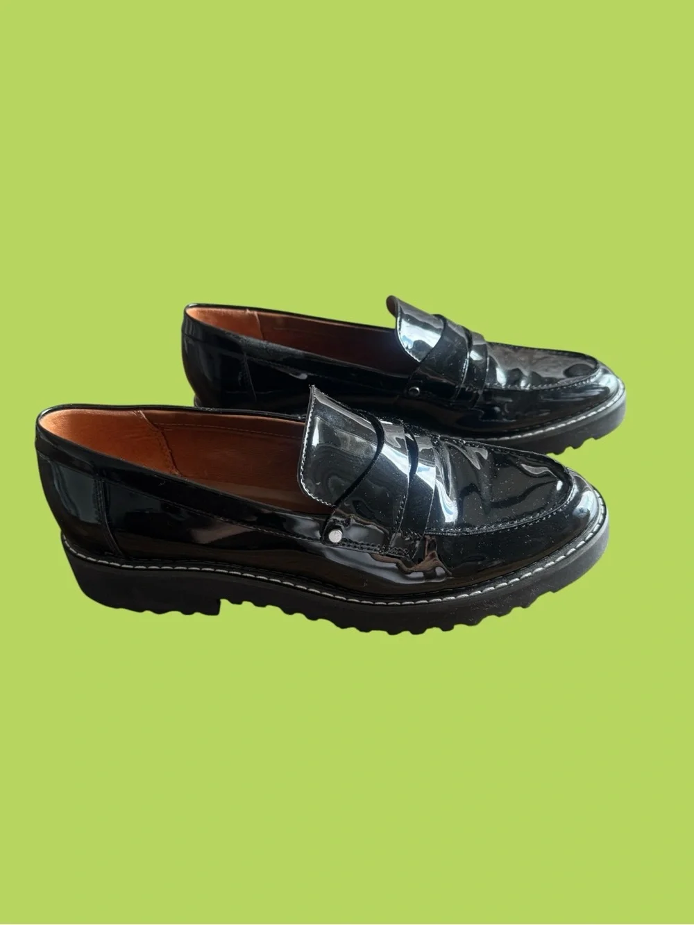 Franco Sarto Black Patent Leather Women's Loafers